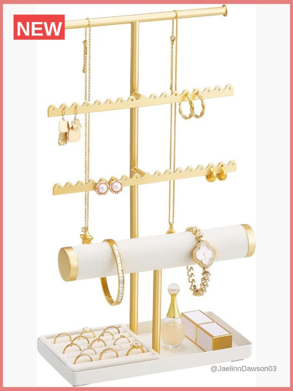 Jewelry Organizer Stand - Necklace Bracelet Holder - Space-Saving Display Rack